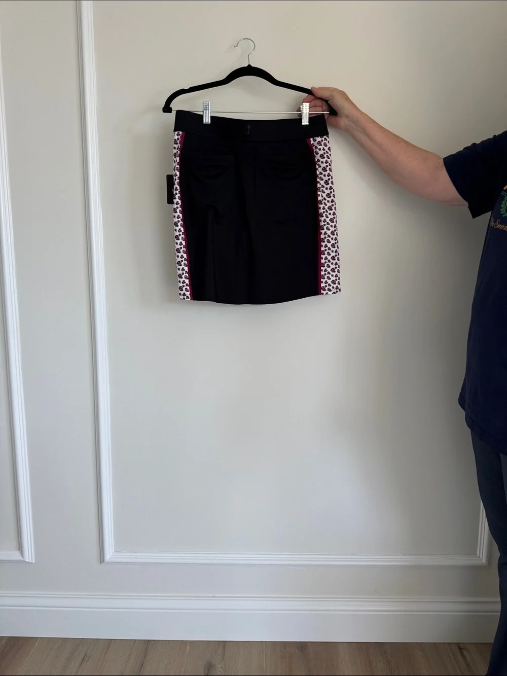 Belyn Key Black Mini Skort with Pink Leopard Side Panels